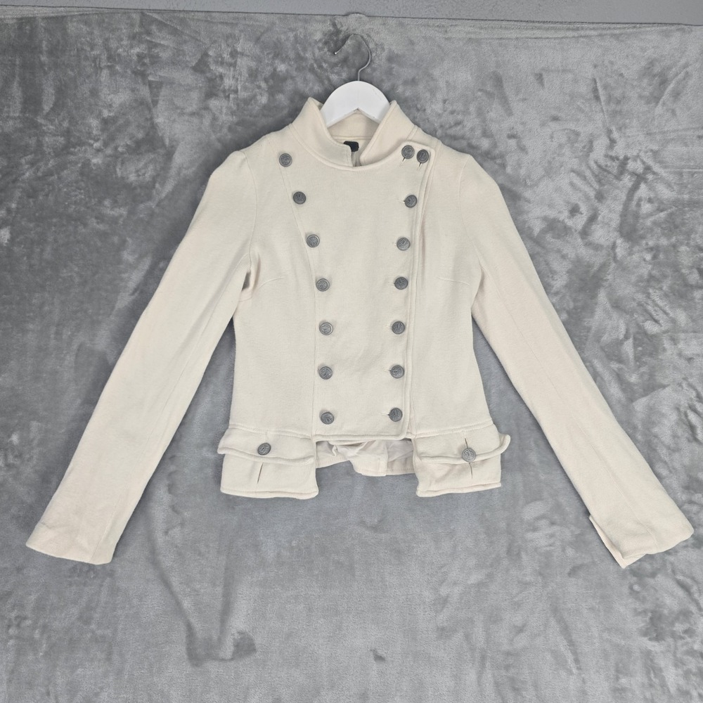 Free People We the Free Majorette Military Knit Jacket Size 4 Cream Steampunk